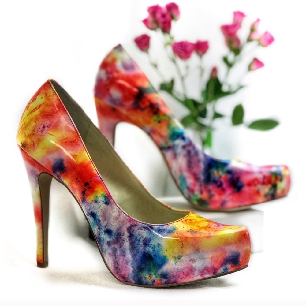 SOLD BCBGeneration Watercolor Parade Stilettos - Picture 1 of 8